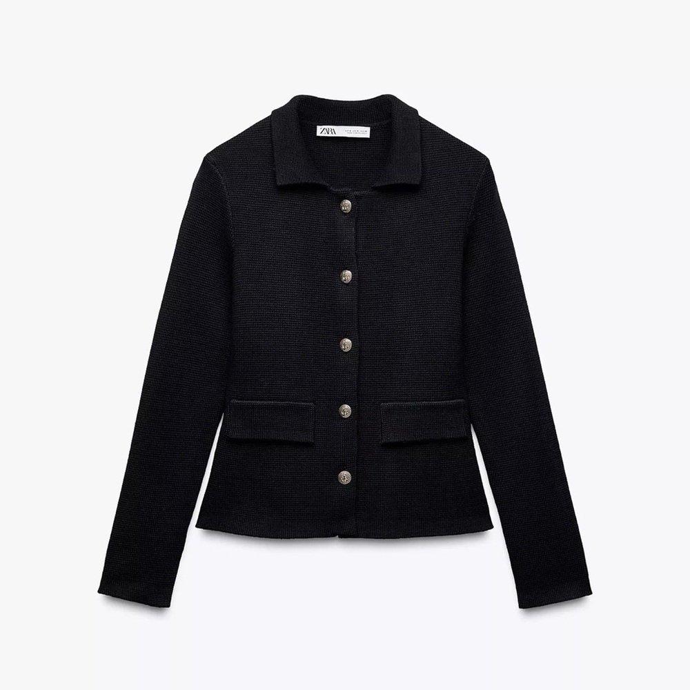 Zara Navy Cardigan with Nautical Gold Buttons